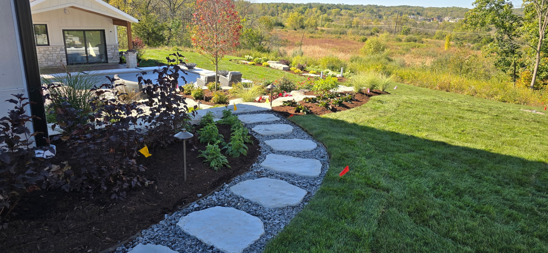 Hillside Steps & Beds — finished result
